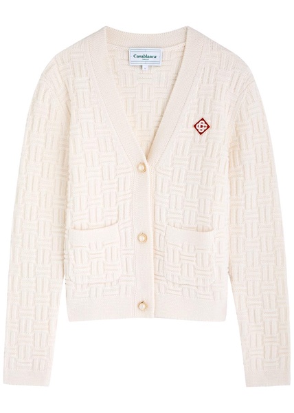 Logo wool-blend cardigan 