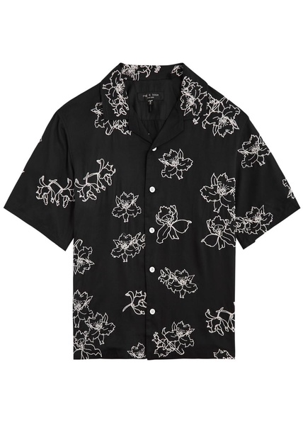 Avery Resort floral-embroidered twill shirt