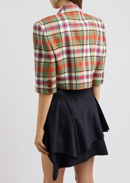 Cut Off tartan cropped wool blazer