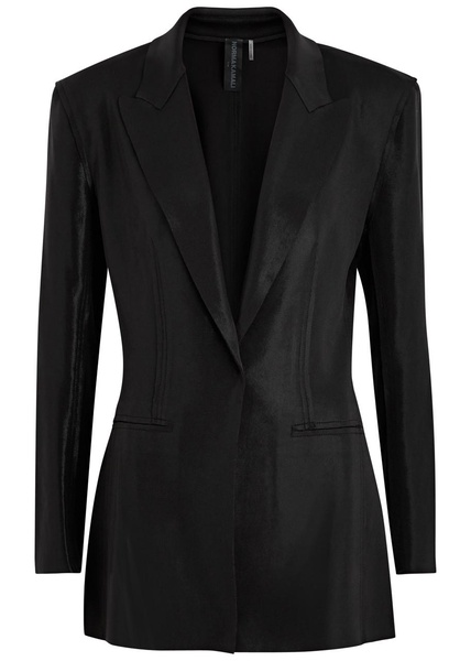 Coated stretch-jersey blazer