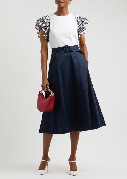 Arwen cotton-blend midi skirt 