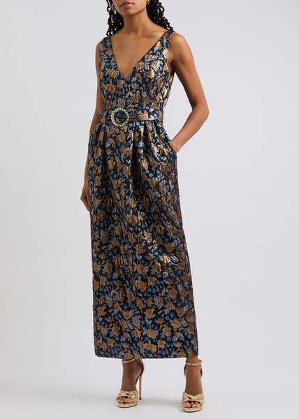 Jules floral brocade maxi dress