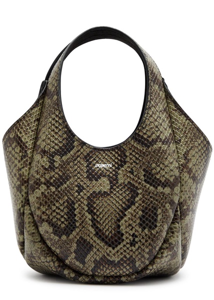 Swipe mini python-effect leather bucket bag 