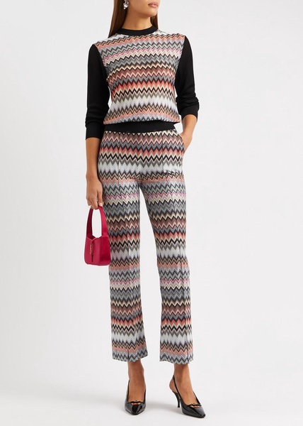 Zigzag cotton-blend trousers 