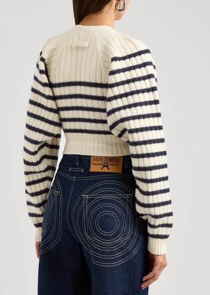 Striped cropped wool-blend jumper 