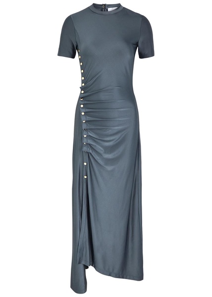 Ruched satin-jersey maxi dress 