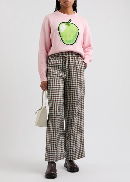 Zora houndstooth-print twill trousers