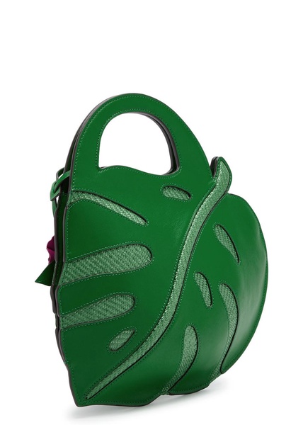 Playa 3D leaf leather tote