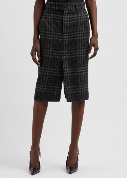 Born Sleepy checked wool midi skirt 