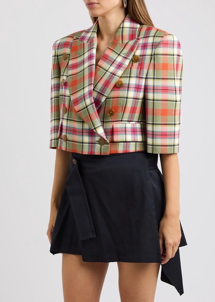 Cut Off tartan cropped wool blazer