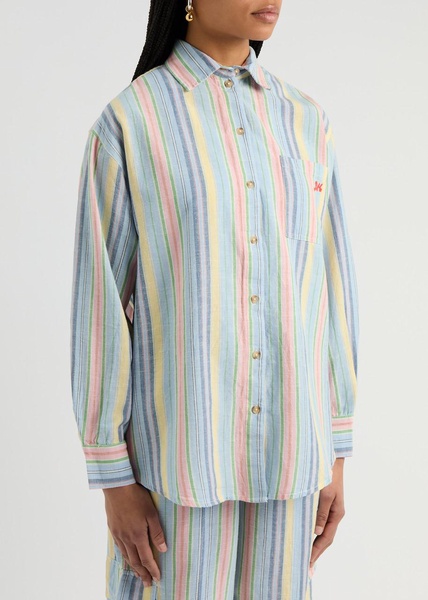 Skyla striped cotton-blend shirt 