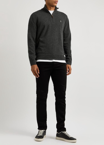 Logo half-zip wool jumper