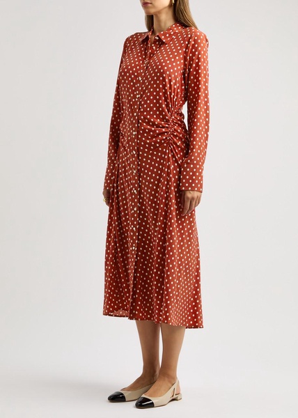 Lex polka-dot stretch-silk shirt dress