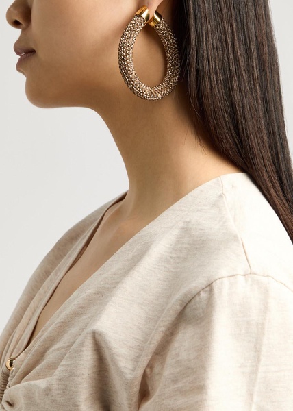 Tube crystal-embellished hoop earrings 