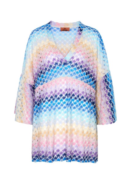 Metallic fine-knit kaftan