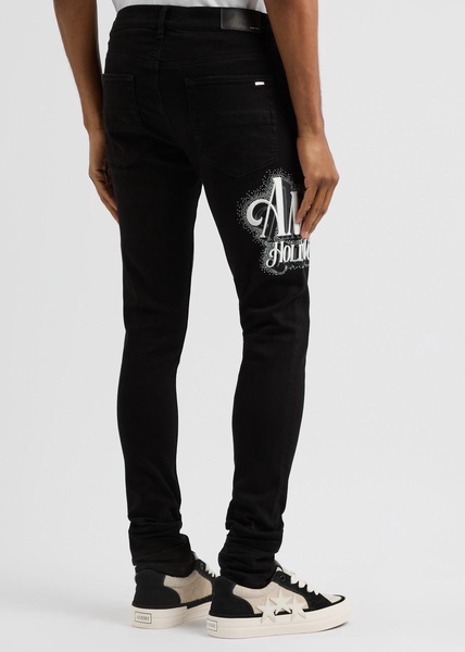 Logo-embroidered skinny jeans 