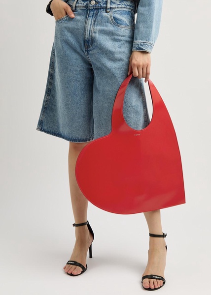 Heart glossed leather tote