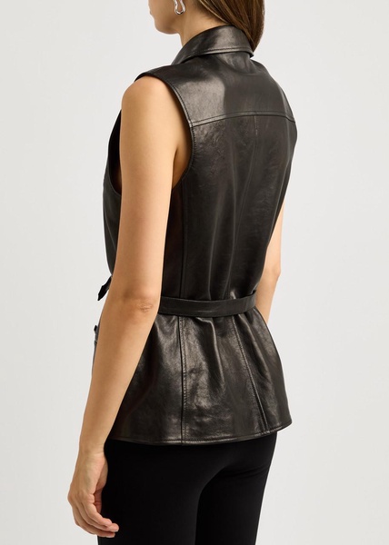 Belted leather gilet