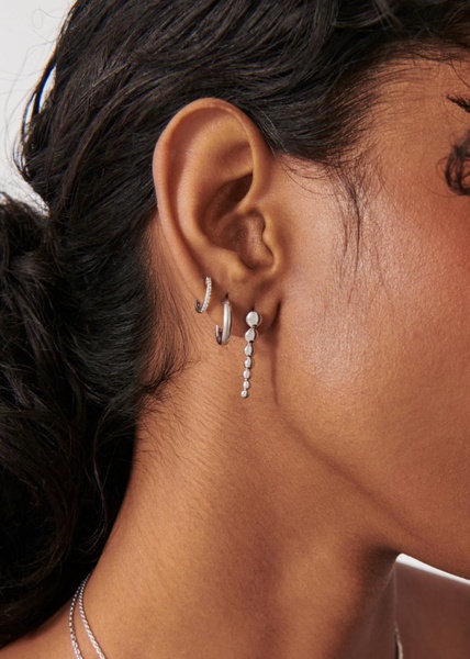 Articulated rhodium-plated drop earrings