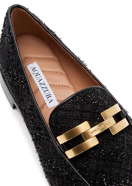 Brandi tinsel-weave tweed loafers 