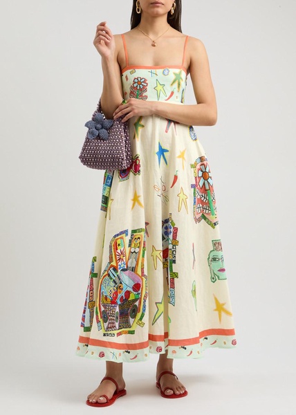 Players printed linen maxi dress 