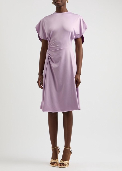 Gathered stretch-jersey midi dress 