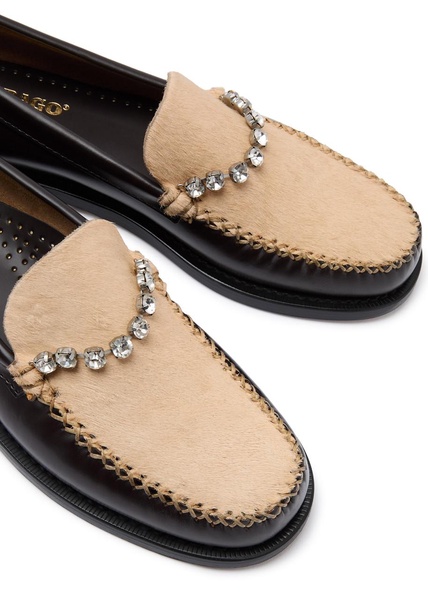 X Sabago crystal-embellished leather loafers