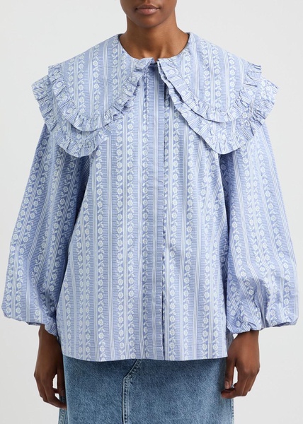 Lois printed cotton-poplin blouse 