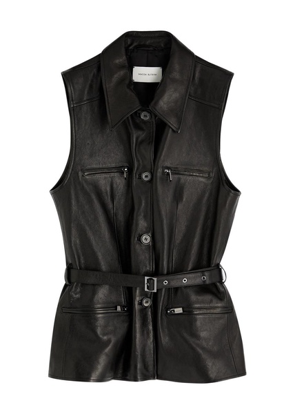 Belted leather gilet