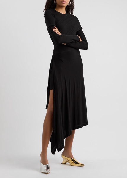 Protection draped stretch-jersey midi dress 