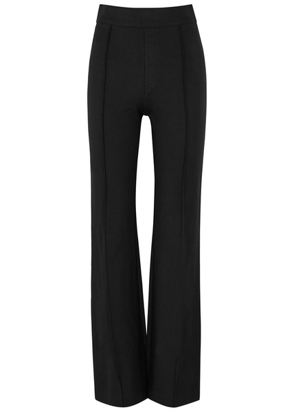 Black stretch-jersey flared-leg trousers