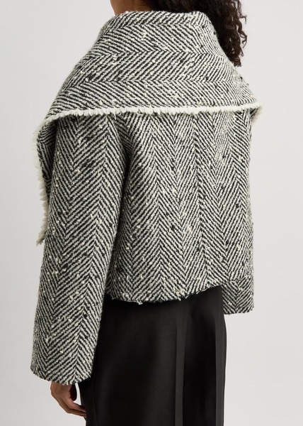 Herringbone curly wool-blend jacket