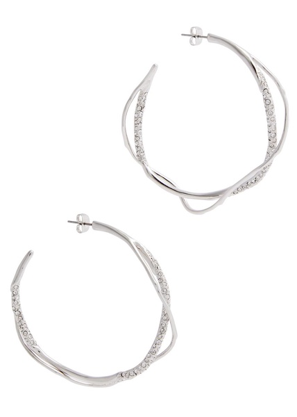 Intertwined embellished hoop earrings 