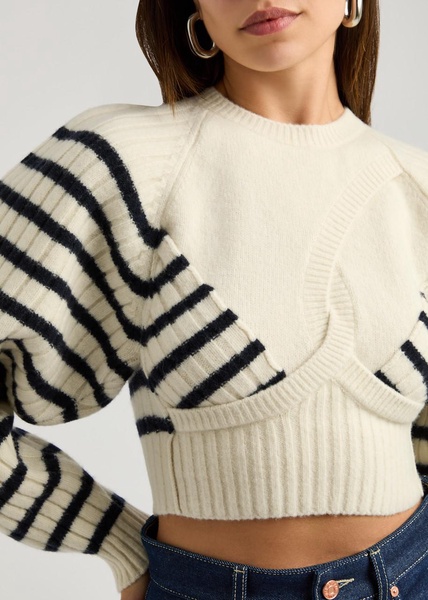 Striped cropped wool-blend jumper 