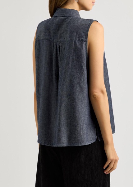 Sleeveless chambray shirt 