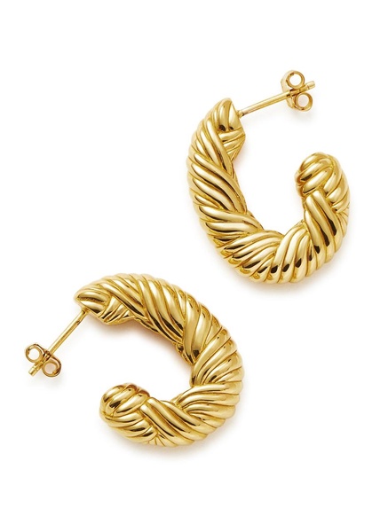 Wavy Ridge medium 18kt gold-plated hoop earrings