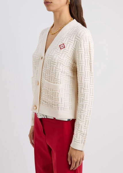 Logo wool-blend cardigan 