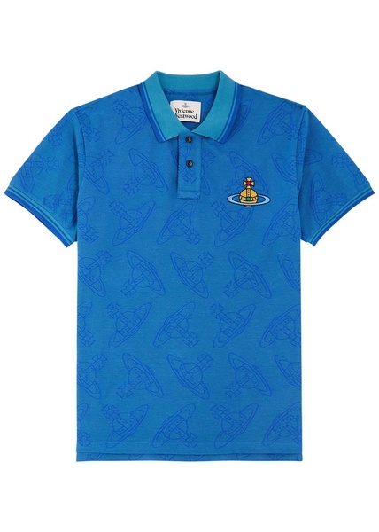 Orb-jacquard cotton polo shirt