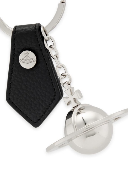 Orb silver-plated and leather keyring 