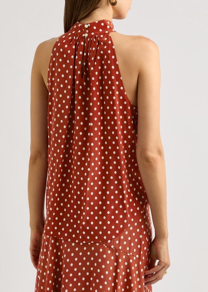 Kovi polka-dot halterneck stretch-silk top