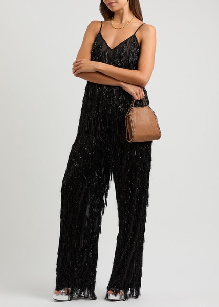 Tinsel-fringed chiffon trousers