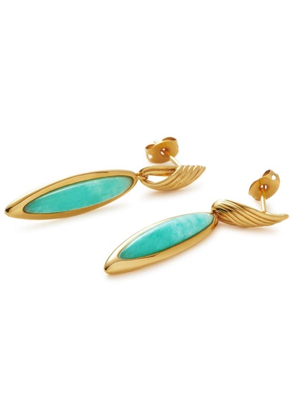 Wavy Ridge 18kt gold-plated drop earrings 