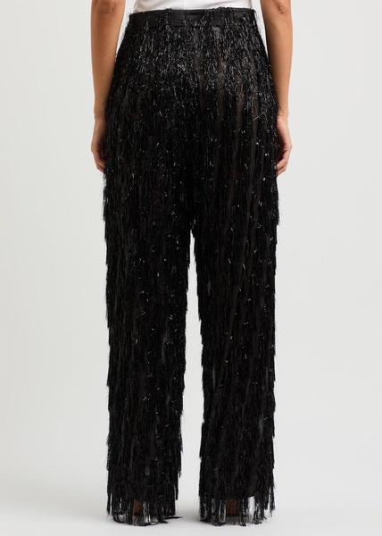 Tinsel-fringed chiffon trousers