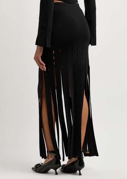 Triana fringed knitted midi skirt