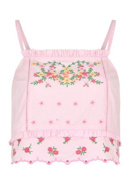 Rosie floral-embroidered cotton top