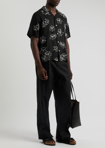 Avery Resort floral-embroidered twill shirt