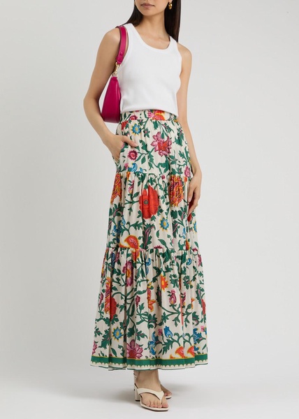 Big floral-print cotton-blend maxi skirt 