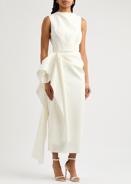 Calatrava draped ruffled midi dress