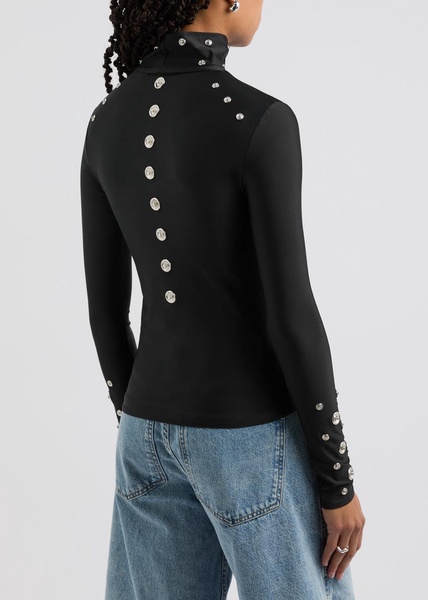 Stud-embellished stretch-jersey top 