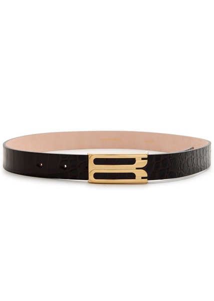 Frame crocodile-effect leather belt